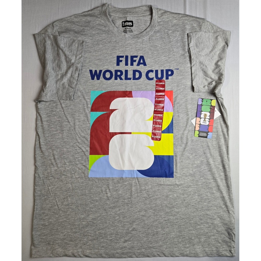 FIFA World Cup 2026 T-Shirt Mens XL Gray Canada Mexico USA Host Cities Soccer